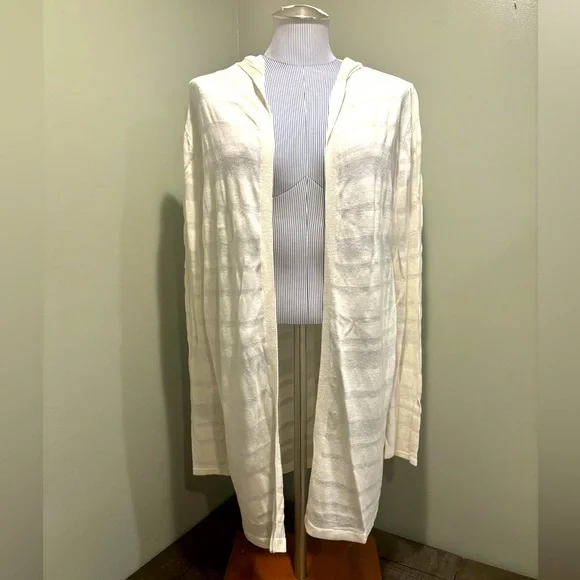 NWOT JNY (Jones New York) Long, White, Hooded Cardigan. Size Large - Picture 1 of 4